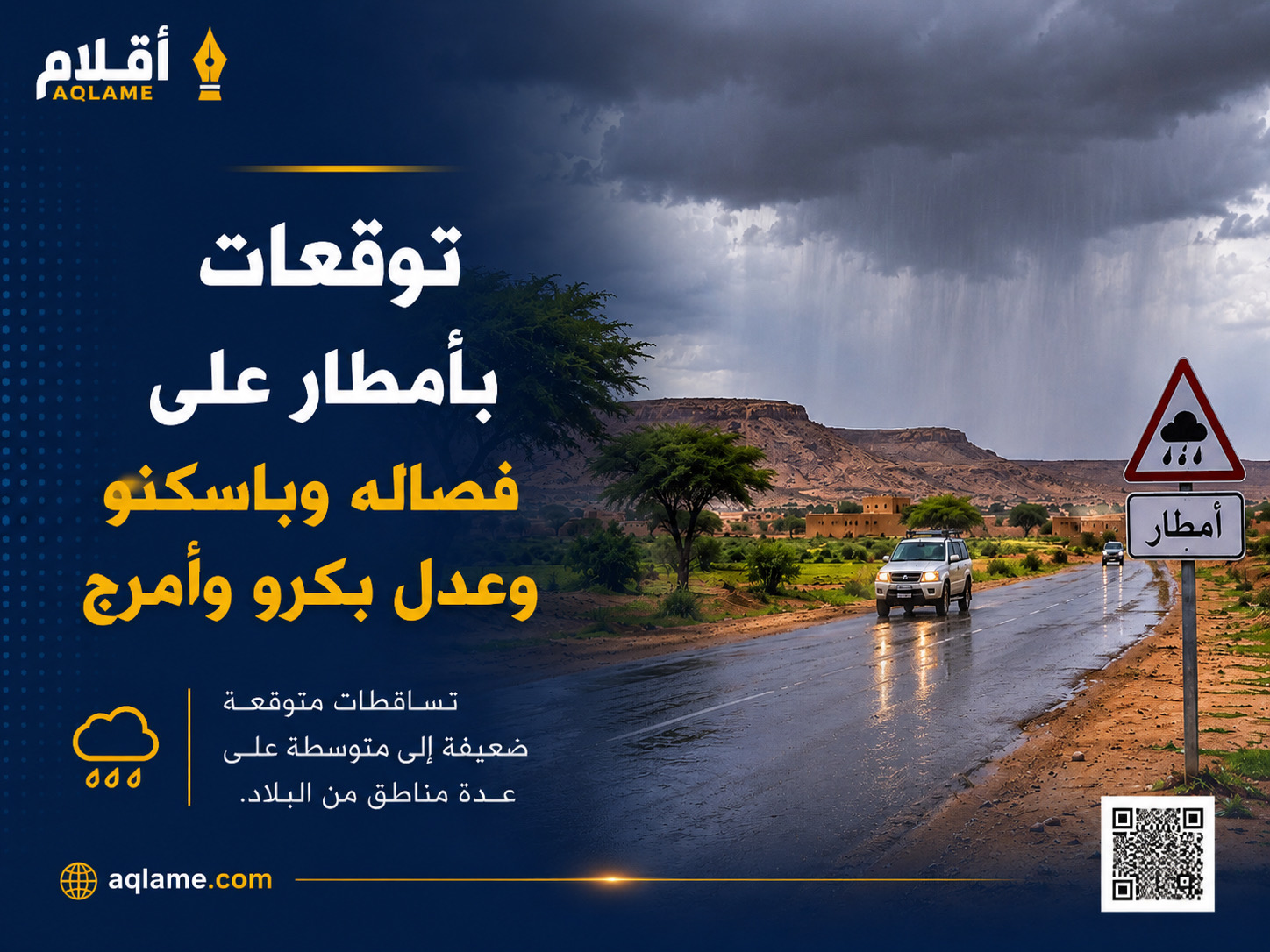 توقعات بأمطار على فصاله وباسكنو وعدل بكرو وأمرج