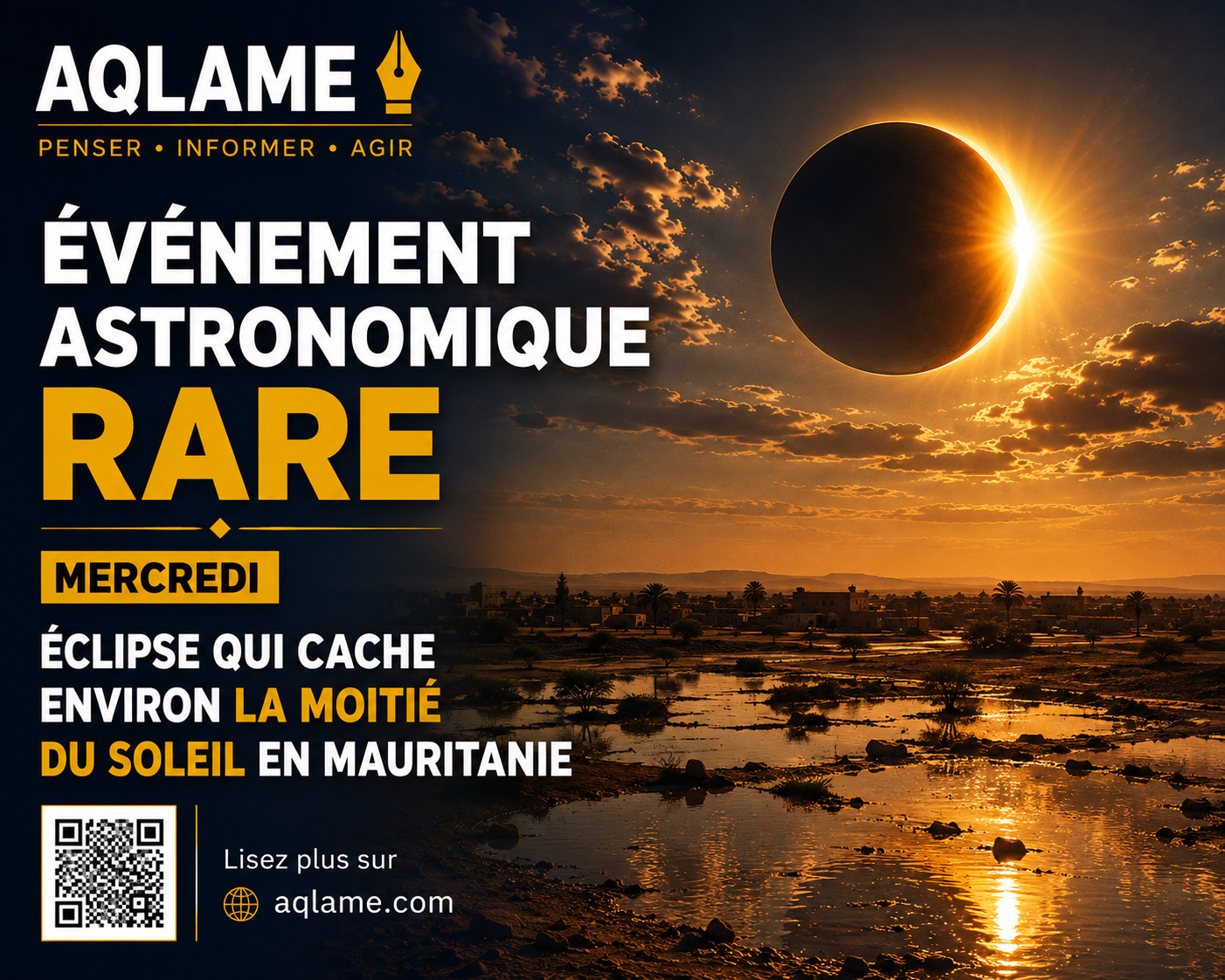 Éclipse partielle de Soleil en Mauritanie mercredi prochain